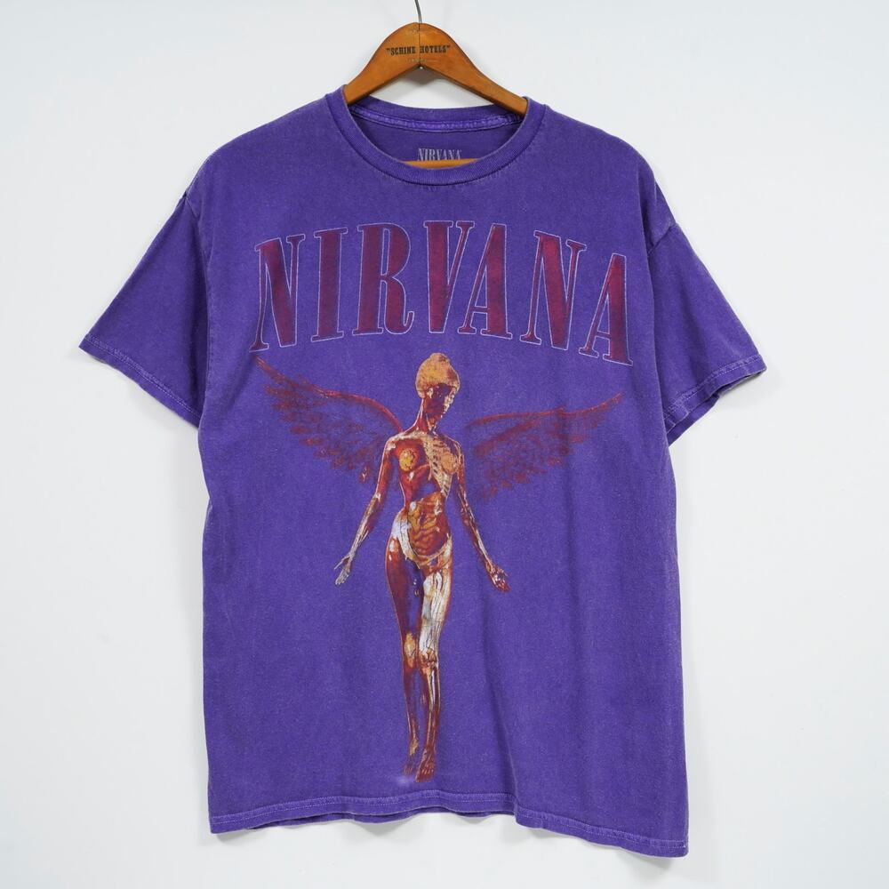 Nirvana In Utero Tour T-Shirt Purple Vintage Style 1990s Reprint Size M